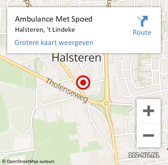 Locatie op kaart van de 112 melding: Ambulance Met Spoed Naar Halsteren, 't Lindeke op 25 juni 2019 16:17