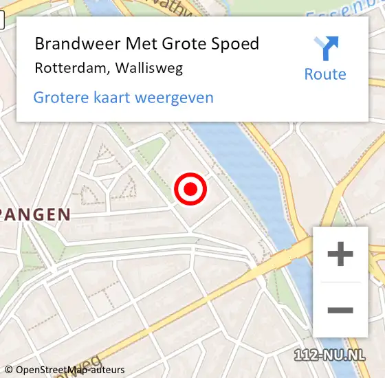 Locatie op kaart van de 112 melding: Brandweer Met Grote Spoed Naar Rotterdam, Wallisweg op 25 juni 2019 16:28