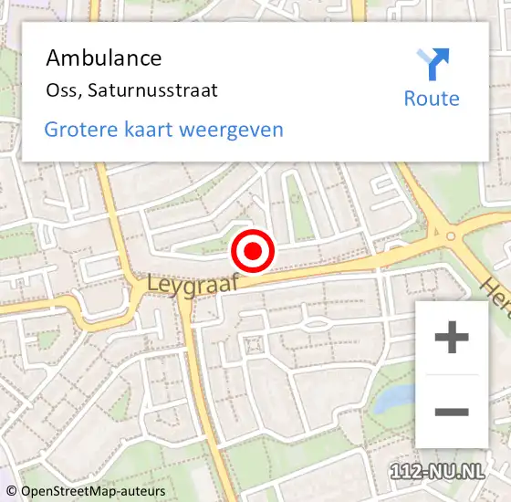 Locatie op kaart van de 112 melding: Ambulance Oss, Saturnusstraat op 25 juni 2019 16:43