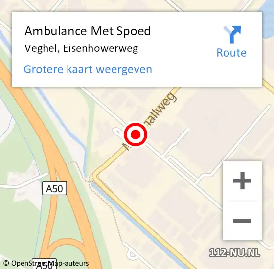 Locatie op kaart van de 112 melding: Ambulance Met Spoed Naar Veghel, Eisenhowerweg op 25 juni 2019 16:45
