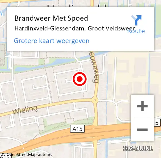 Locatie op kaart van de 112 melding: Brandweer Met Spoed Naar Hardinxveld-Giessendam, Groot Veldsweer op 25 juni 2019 17:41
