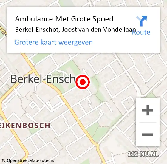 Locatie op kaart van de 112 melding: Ambulance Met Grote Spoed Naar Berkel-Enschot, Joost van den Vondellaan op 25 juni 2019 17:51