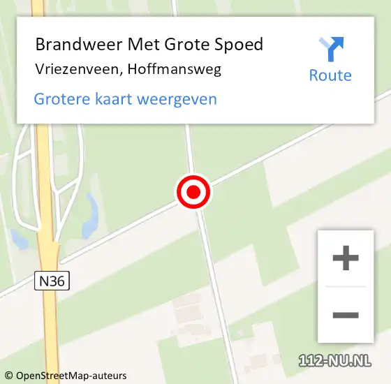 Locatie op kaart van de 112 melding: Brandweer Met Grote Spoed Naar Vriezenveen, Hoffmansweg op 25 juni 2019 17:52