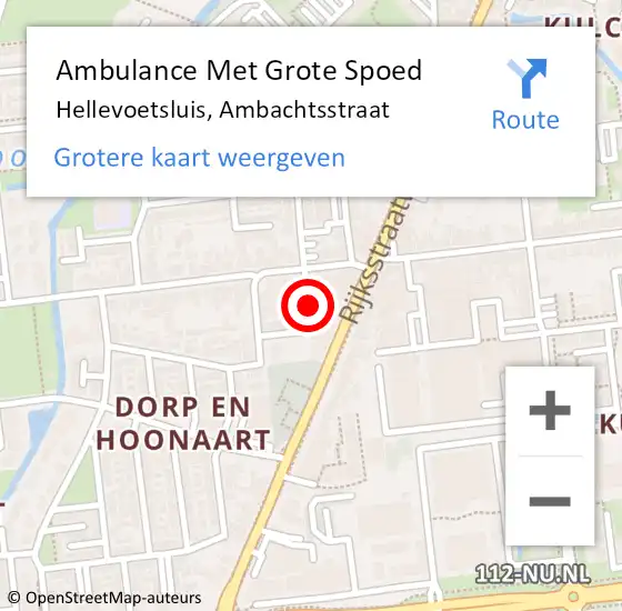 Locatie op kaart van de 112 melding: Ambulance Met Grote Spoed Naar Hellevoetsluis, Ambachtsstraat op 25 juni 2019 18:28