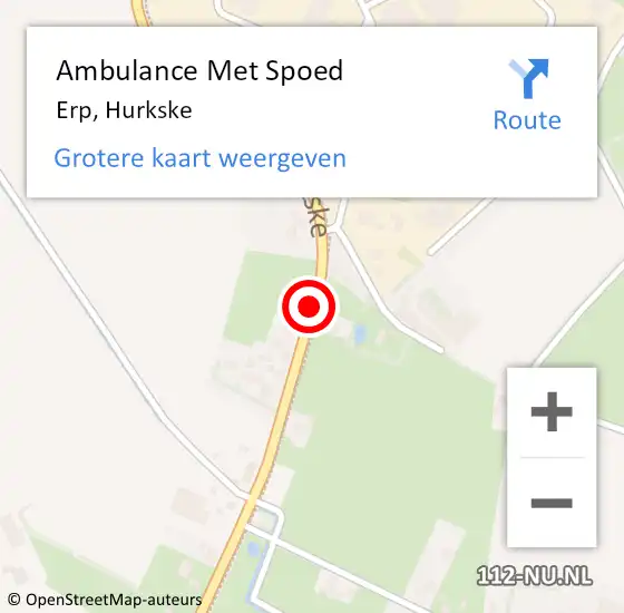 Locatie op kaart van de 112 melding: Ambulance Met Spoed Naar Erp, Hurkske op 25 juni 2019 18:29