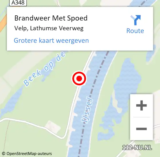Locatie op kaart van de 112 melding: Brandweer Met Spoed Naar Velp, Lathumse Veerweg op 25 juni 2019 18:42