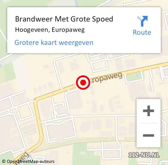 Locatie op kaart van de 112 melding: Brandweer Met Grote Spoed Naar Hoogeveen, Europaweg op 25 juni 2019 21:01