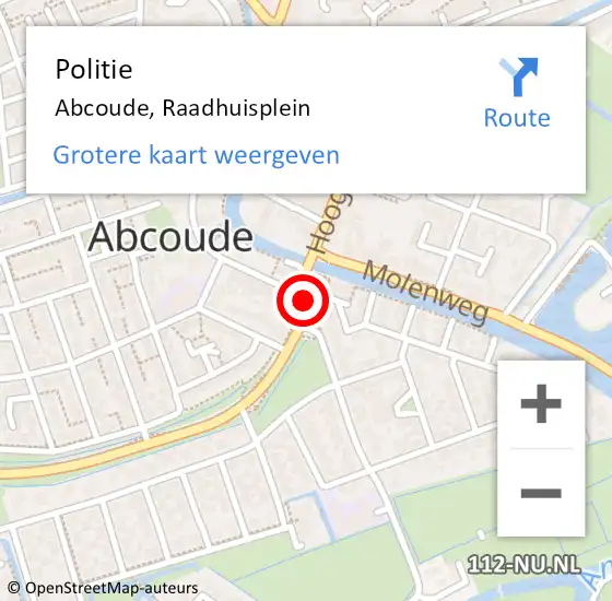 Locatie op kaart van de 112 melding: Politie Abcoude, Raadhuisplein op 25 juni 2019 21:03
