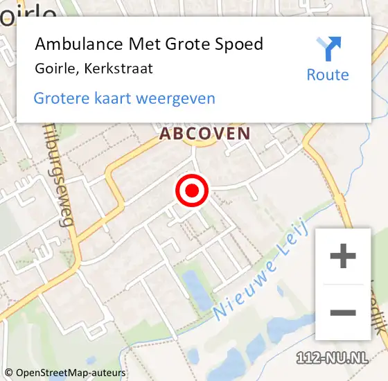 Locatie op kaart van de 112 melding: Ambulance Met Grote Spoed Naar Goirle, Kerkstraat op 25 juni 2019 21:28