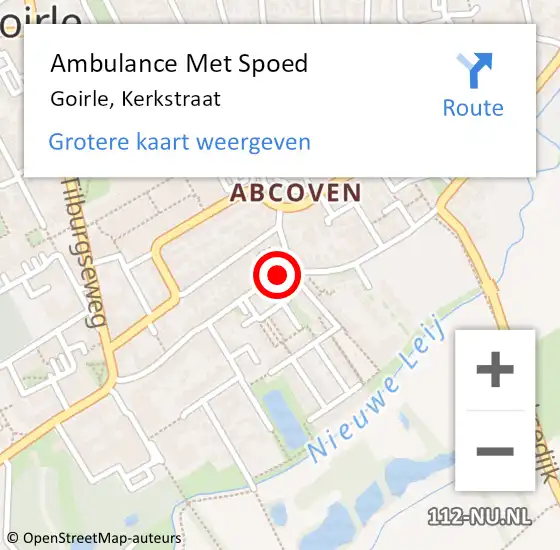 Locatie op kaart van de 112 melding: Ambulance Met Spoed Naar Goirle, Kerkstraat op 25 juni 2019 21:47
