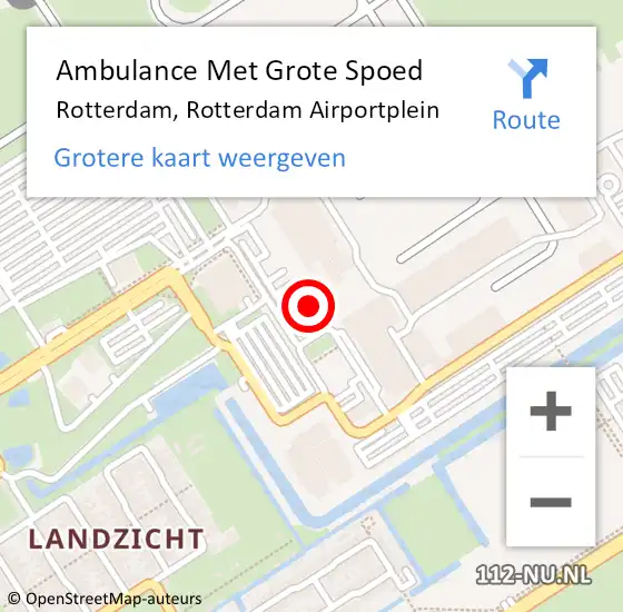 Locatie op kaart van de 112 melding: Ambulance Met Grote Spoed Naar Rotterdam, Rotterdam Airportplein op 25 juni 2019 22:30