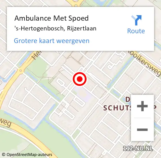 Locatie op kaart van de 112 melding: Ambulance Met Spoed Naar 's-Hertogenbosch, Rijzertlaan op 26 juni 2019 00:43