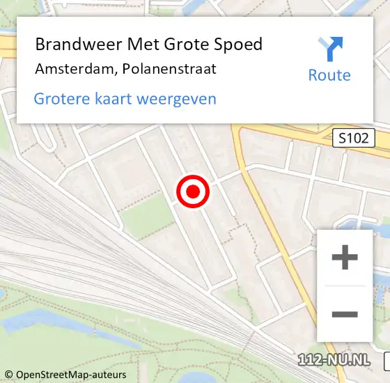 Locatie op kaart van de 112 melding: Brandweer Met Grote Spoed Naar Amsterdam, Polanenstraat op 26 juni 2019 02:16