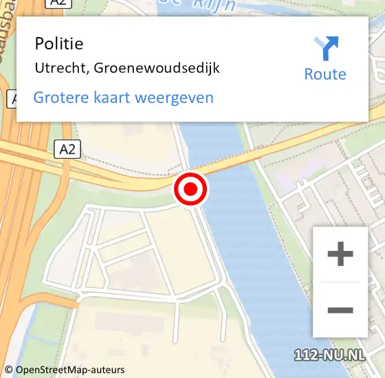 Locatie op kaart van de 112 melding: Politie Utrecht, Groenewoudsedijk op 26 juni 2019 06:38