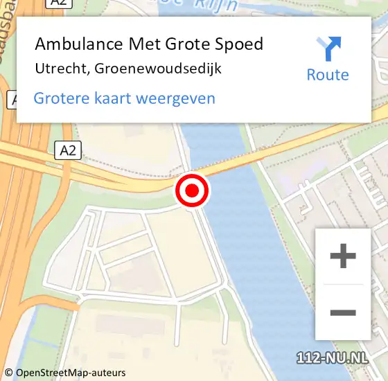 Locatie op kaart van de 112 melding: Ambulance Met Grote Spoed Naar Utrecht, Groenewoudsedijk op 26 juni 2019 06:46