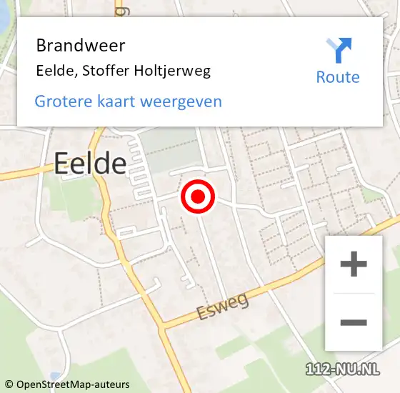 Locatie op kaart van de 112 melding: Brandweer Eelde, Stoffer Holtjerweg op 26 juni 2019 08:14