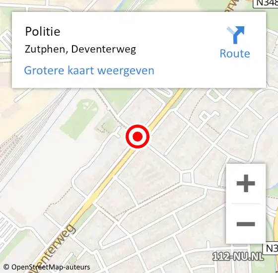 Locatie op kaart van de 112 melding: Politie Zutphen, Deventerweg op 26 juni 2019 10:11