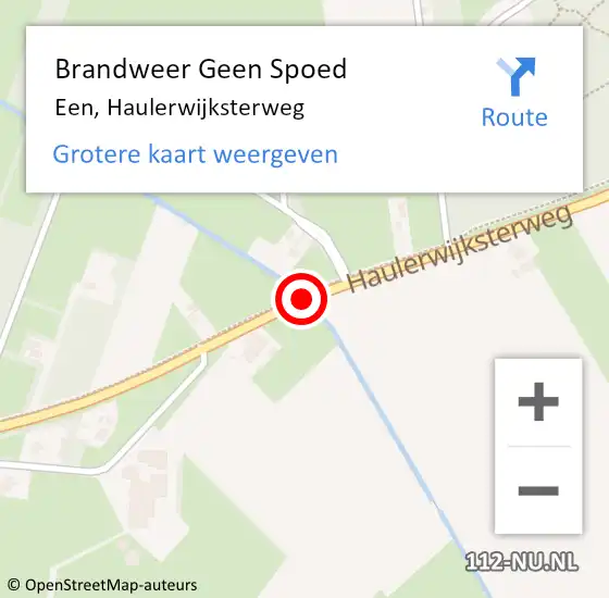 Locatie op kaart van de 112 melding: Brandweer Geen Spoed Naar Een, Haulerwijksterweg op 26 juni 2019 11:10