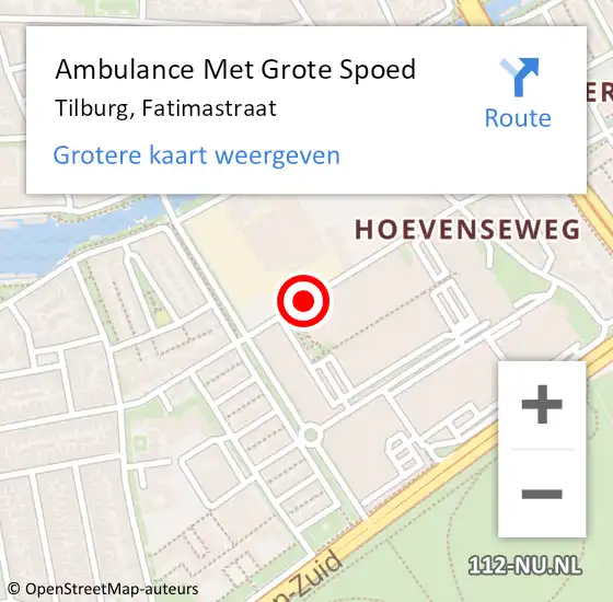 Locatie op kaart van de 112 melding: Ambulance Met Grote Spoed Naar Tilburg, Fatimastraat op 26 juni 2019 13:24