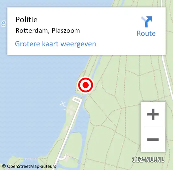 Locatie op kaart van de 112 melding: Politie Rotterdam, Plaszoom op 26 juni 2019 13:30