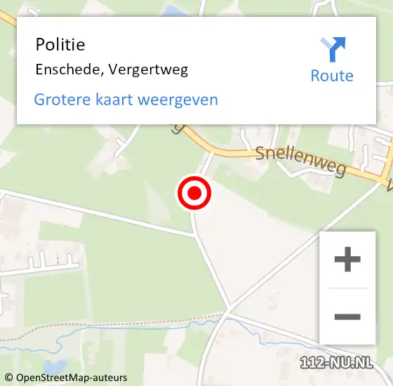 Locatie op kaart van de 112 melding: Politie Enschede, Vergertweg op 26 juni 2019 13:53