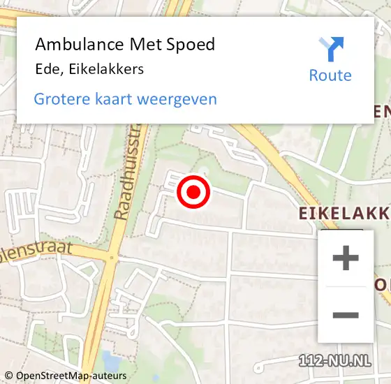 Locatie op kaart van de 112 melding: Ambulance Met Spoed Naar Ede, Eikelakkers op 26 juni 2019 14:22