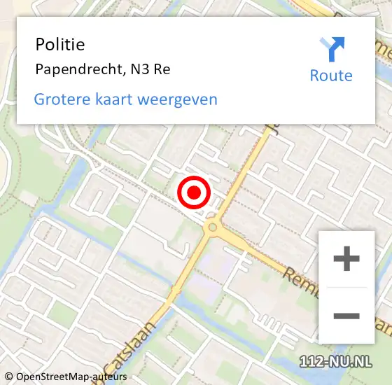 Locatie op kaart van de 112 melding: Politie Papendrecht, A15 Re hectometerpaal: 78,1 op 26 juni 2019 14:51