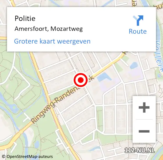Locatie op kaart van de 112 melding: Politie Amersfoort, Mozartweg op 26 juni 2019 14:55