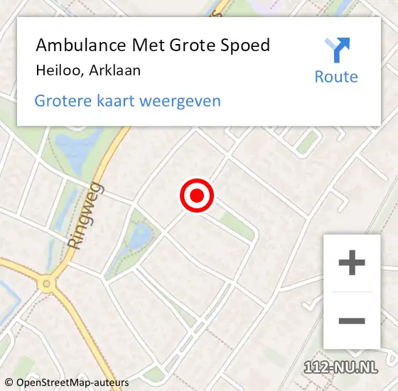Locatie op kaart van de 112 melding: Ambulance Met Grote Spoed Naar Heiloo, Arklaan op 26 juni 2019 15:34