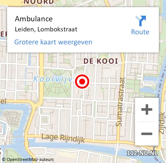 Locatie op kaart van de 112 melding: Ambulance Leiden, Lombokstraat op 26 juni 2019 15:46