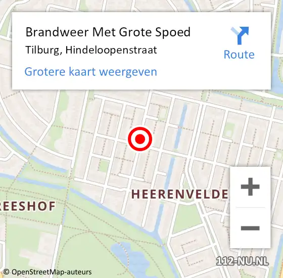 Locatie op kaart van de 112 melding: Brandweer Met Grote Spoed Naar Tilburg, Hindeloopenstraat op 26 juni 2019 15:52