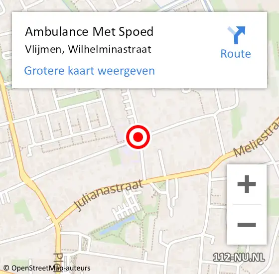 Locatie op kaart van de 112 melding: Ambulance Met Spoed Naar Vlijmen, Wilhelminastraat op 26 juni 2019 16:43