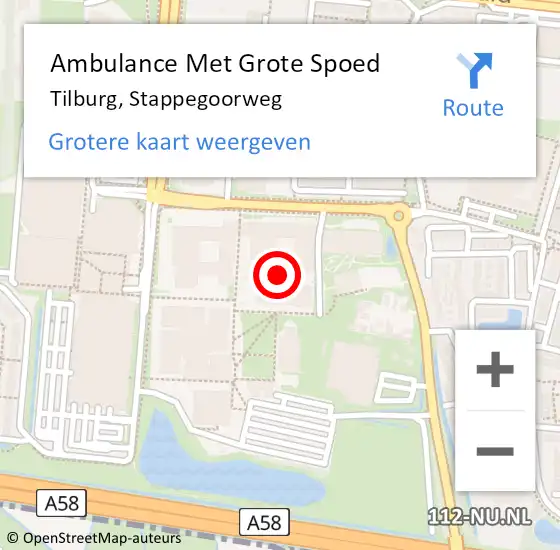 Locatie op kaart van de 112 melding: Ambulance Met Grote Spoed Naar Tilburg, Stappegoorweg op 26 juni 2019 17:14