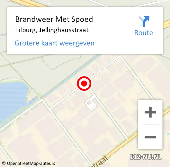Locatie op kaart van de 112 melding: Brandweer Met Spoed Naar Tilburg, Jellinghausstraat op 26 juni 2019 17:30