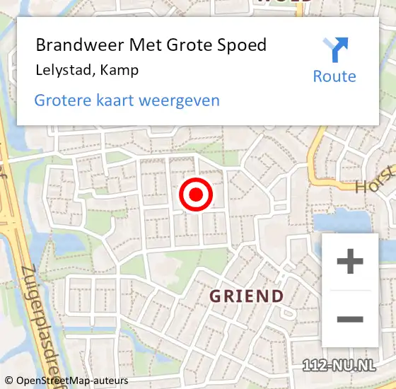 Locatie op kaart van de 112 melding: Brandweer Met Grote Spoed Naar Lelystad, Kamp op 26 juni 2019 17:54