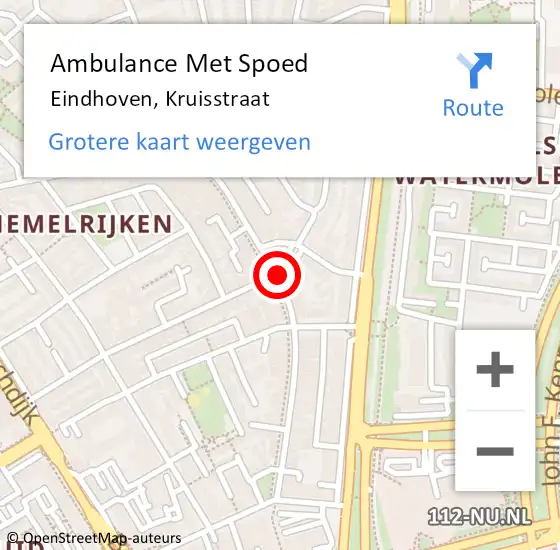 Locatie op kaart van de 112 melding: Ambulance Met Spoed Naar Eindhoven, Kruisstraat op 26 juni 2019 17:58