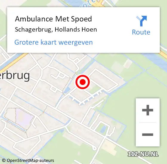 Locatie op kaart van de 112 melding: Ambulance Met Spoed Naar Schagerbrug, Hollands Hoen op 26 juni 2019 18:03