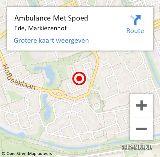 Locatie op kaart van de 112 melding: Ambulance Met Spoed Naar Ede, Markiezenhof op 26 juni 2019 18:04