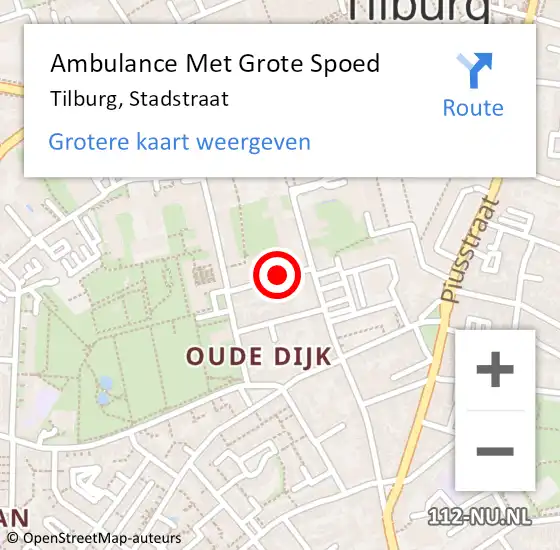 Locatie op kaart van de 112 melding: Ambulance Met Grote Spoed Naar Tilburg, Stadstraat op 26 juni 2019 18:52