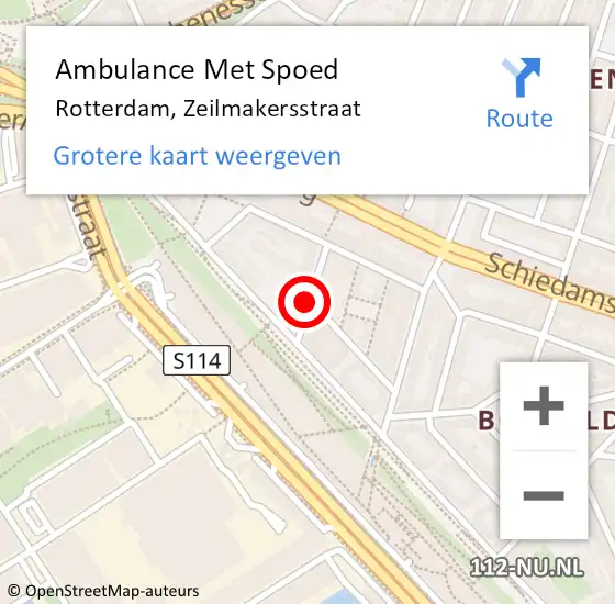 Locatie op kaart van de 112 melding: Ambulance Met Spoed Naar Rotterdam, Zeilmakersstraat op 26 juni 2019 19:50