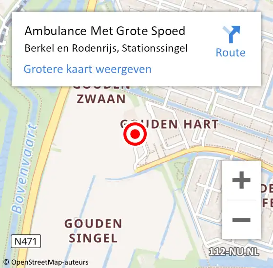 Locatie op kaart van de 112 melding: Ambulance Met Grote Spoed Naar Berkel en Rodenrijs, Stationssingel op 26 juni 2019 19:51