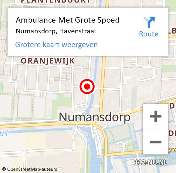 Locatie op kaart van de 112 melding: Ambulance Met Grote Spoed Naar Numansdorp, Havenstraat op 26 juni 2019 19:54