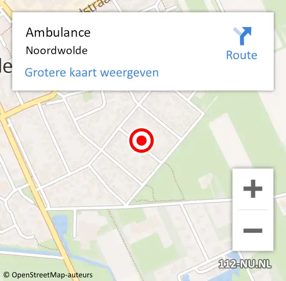 Locatie op kaart van de 112 melding: Ambulance Noordwolde op 26 juni 2019 20:12