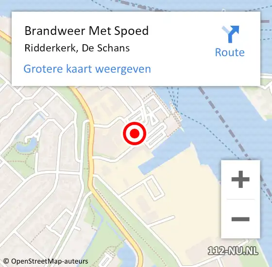 Locatie op kaart van de 112 melding: Brandweer Met Spoed Naar Ridderkerk, De Schans op 26 juni 2019 20:16