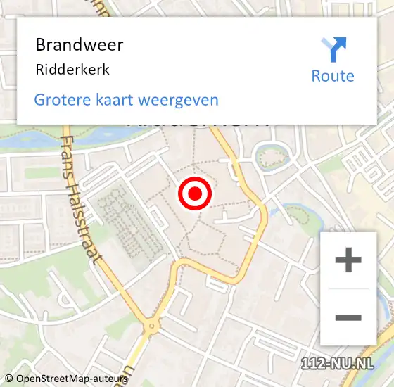 Locatie op kaart van de 112 melding: Brandweer Ridderkerk op 26 juni 2019 20:18