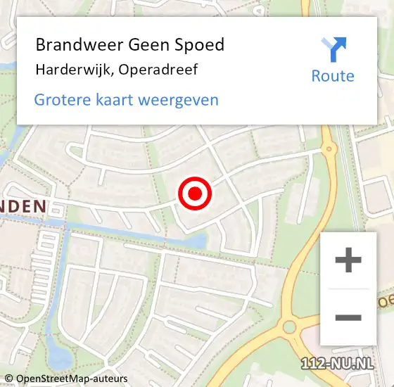 Locatie op kaart van de 112 melding: Brandweer Geen Spoed Naar Harderwijk, Operadreef op 26 juni 2019 20:22