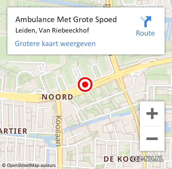 Locatie op kaart van de 112 melding: Ambulance Met Grote Spoed Naar Leiden, Van Riebeeckhof op 26 juni 2019 20:50