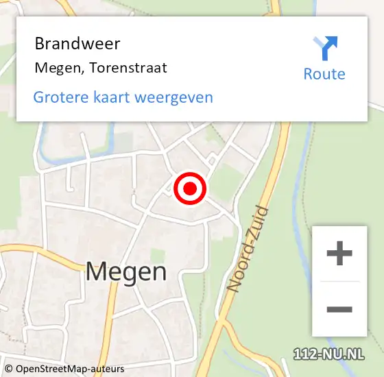Locatie op kaart van de 112 melding: Brandweer Megen, Torenstraat op 26 juni 2019 20:51
