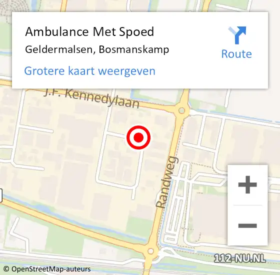 Locatie op kaart van de 112 melding: Ambulance Met Spoed Naar Geldermalsen, Bosmanskamp op 27 juni 2019 08:54