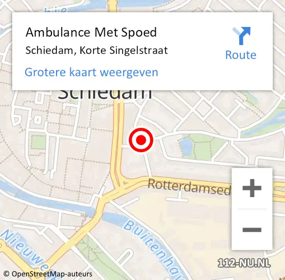 Locatie op kaart van de 112 melding: Ambulance Met Spoed Naar Schiedam, Korte Singelstraat op 27 juni 2019 10:50